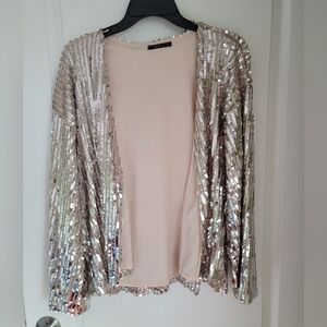 Blue.S Cream Sequin Embellished Top
